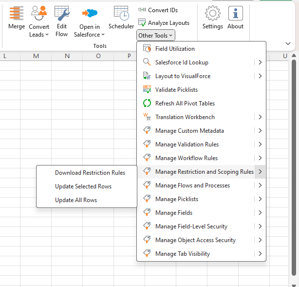 Manage Restriction and Scoping Rules using XL Connector