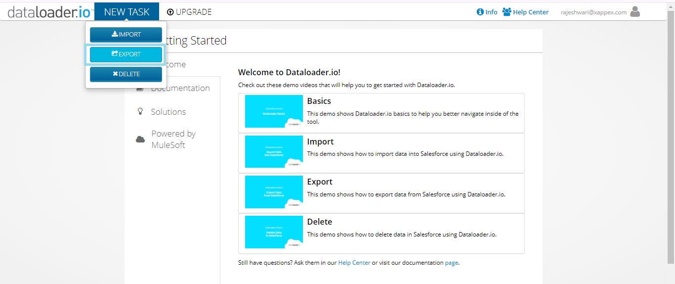 Export contacts from Salesforce to CSV using dataloader.io