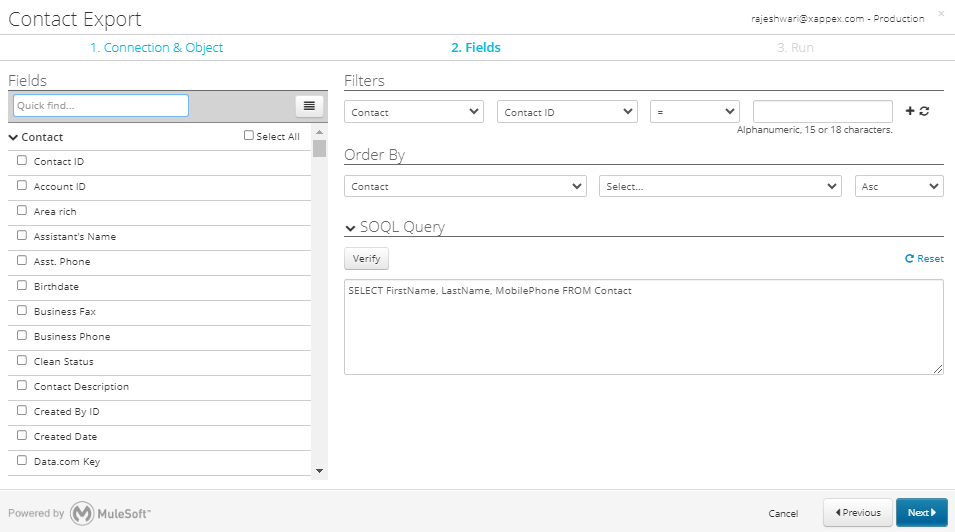 Export contacts from Salesforce to CSV using dataloader.io