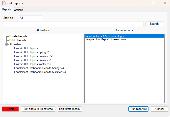 XL-Connector: Export reports from salesforce 