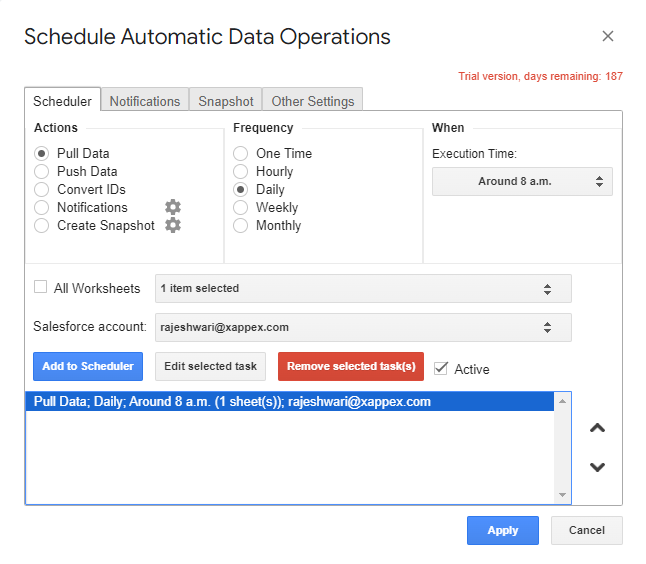 Schedule Automatic Data Operations