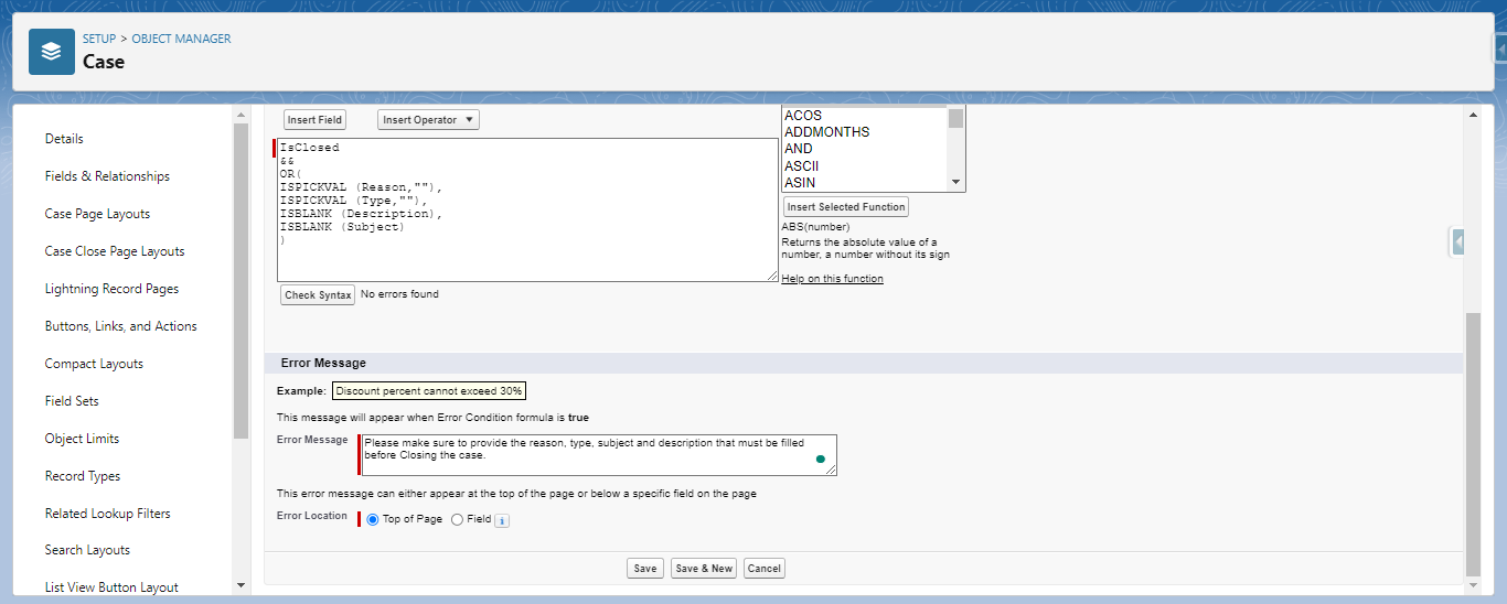 How to create Validation Rules in Salesforce