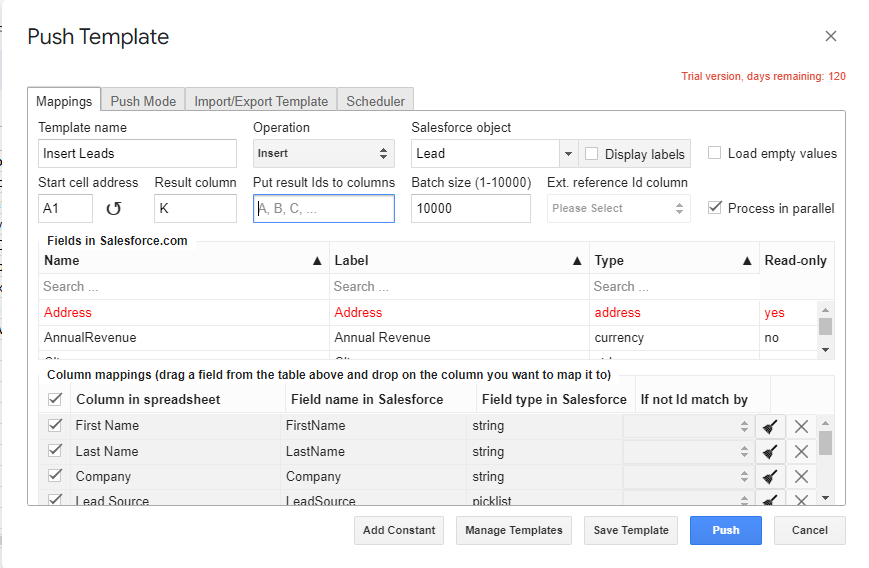 Bulk Import leads using G-Connector