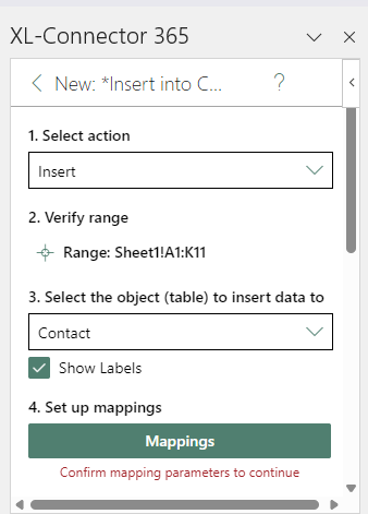 Import Contacts into Salesforce with XL-Connector 365: Configure settings