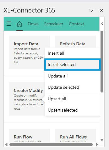 Insert Selected Records using XL-Connector 365