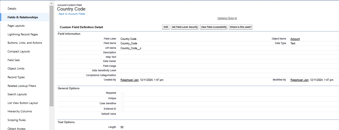 Create Custom field