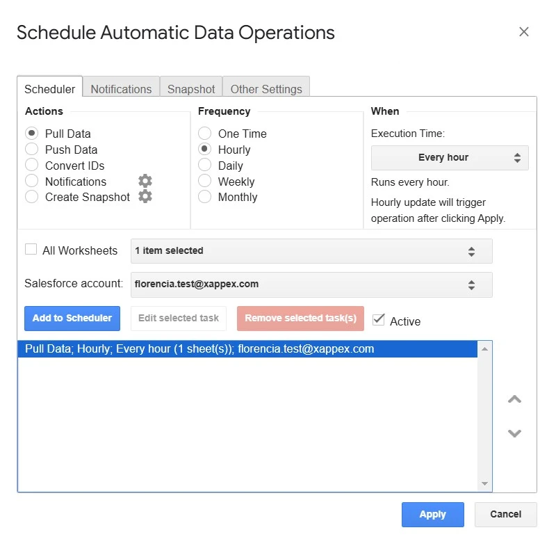 Scheduling Operations in G-Connector