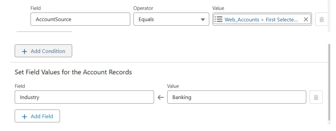 Conditions in Update Records Element