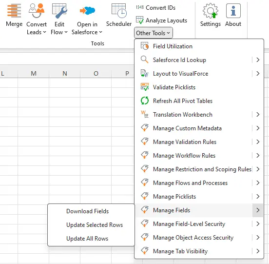 Export Fields Per Object in Salesforce using XL-Connector