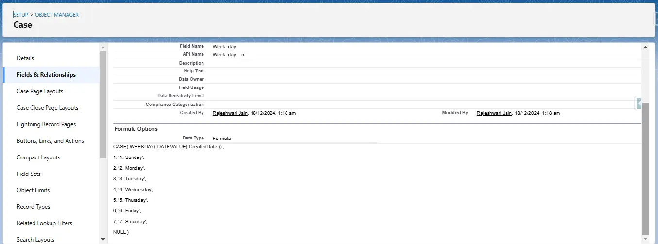 Create formula field