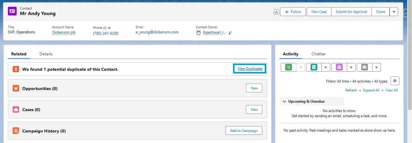 Merge Contacts using the Salesforce User Interface