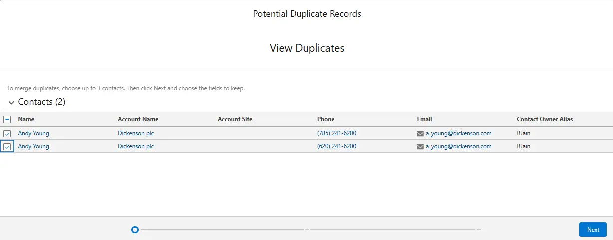 Merge Contacts using the Salesforce User Interface