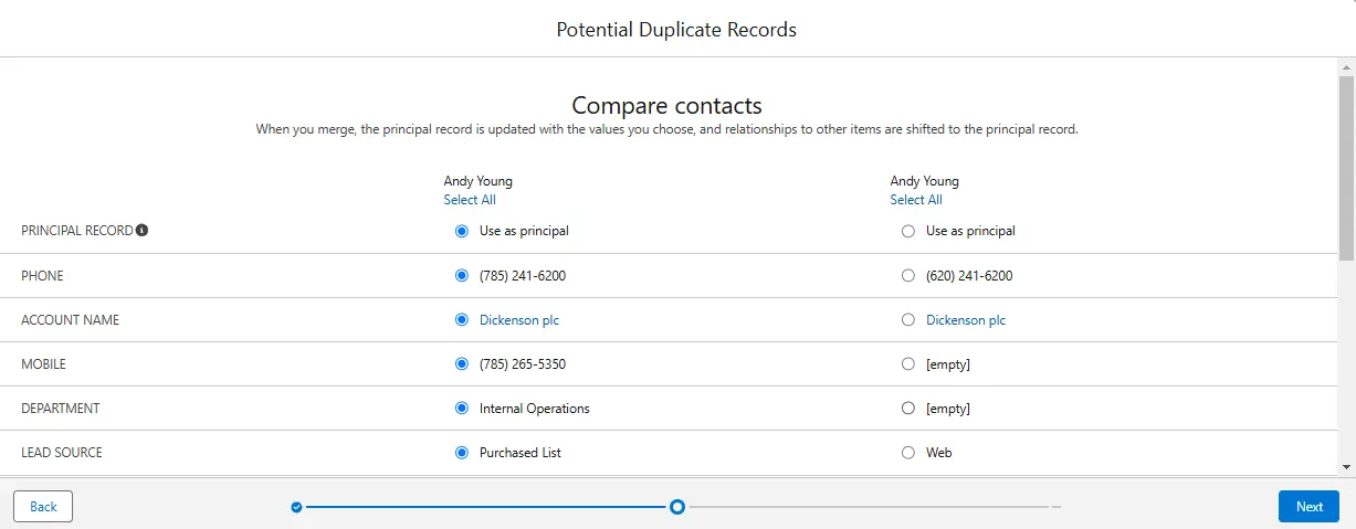 Merge Contacts using the Salesforce User Interface