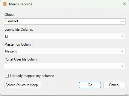 Configure the Merge Dialog in XL-Connector