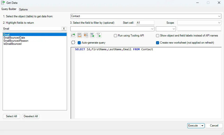 Pull Data from Salesforce using XL-Connector