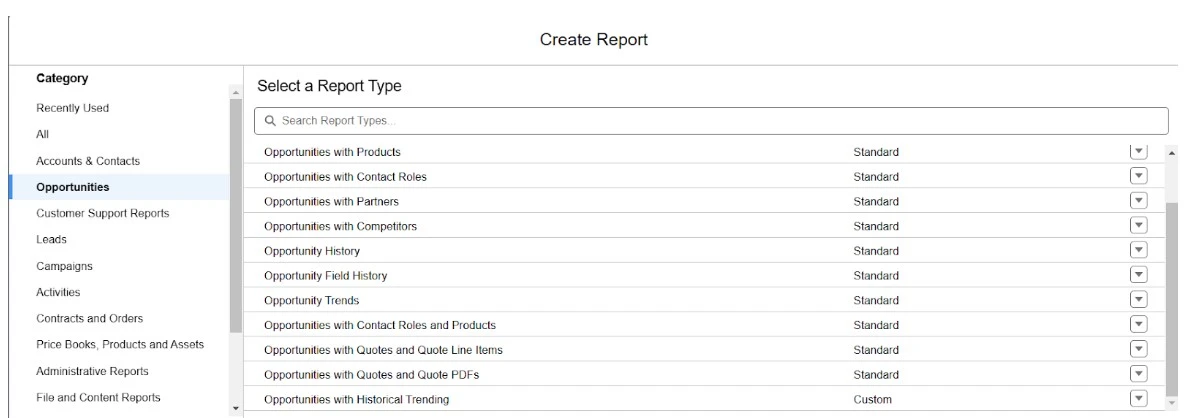 Salesforce Opportunity Report