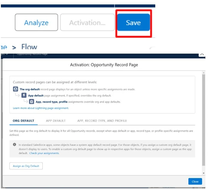 Save and activate Salesforce conditional filter on edit screen. 