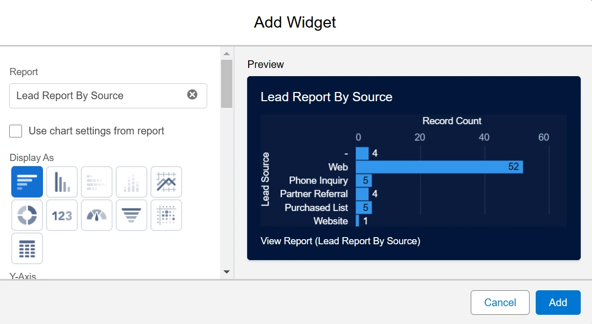 Select Widget for Salesforce Dashboard 